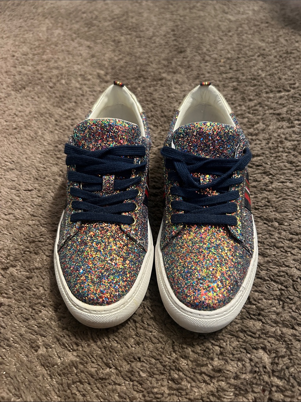1901 Multicolor Glitter Sneakers with Navy Laces
